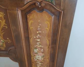 This is older than 17th century French cabinet,

Look inside and you can see very valuable and on 19 × 100 about 1 of the most beautiful artists paint on it and it shine this can go the bedroom.  To shy table and won't bedroom.Header altogether $1500.Now 
The cabinet by shelf about five thousand dollars