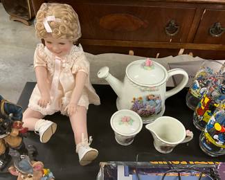 Shirley Temple Porcelain Doll - Shirley Temple Tea Set