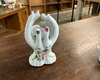Lefton 2 Hands Floral Vase