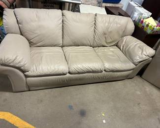 Beige leather sofa
