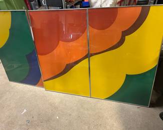 Three piece set abstract signed