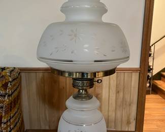 (2) Antique frosted glass lamps $150.00 each 