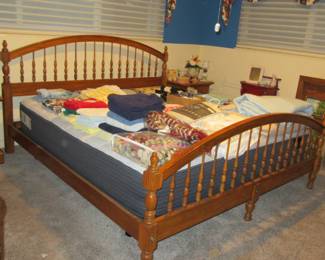 PETERSON king size bed with linens and 2 night stands