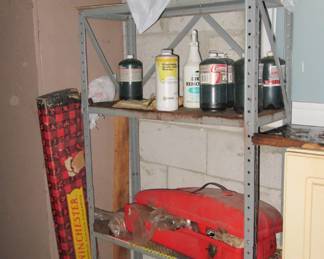 PETERSON garage gas canisters, yard equipment