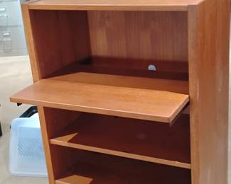 Solid Mid Century Teak Stereo, Record Player and Record Storage Rolling Cabinet