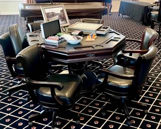 BILLIARDS POKER GAME TABLE WITH REVERSIBLE GAME TABLE WITH 6 CHAIRS.