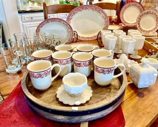 WILLIAMS-SONOMA "MAYFAIR" CHINA, MILK GLASS.
