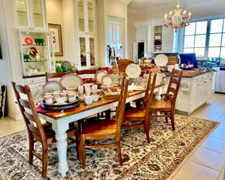 SPACIOUS KITCHEN, POTTERY BARN DINING TABLE WITH 8 CHAIRS.