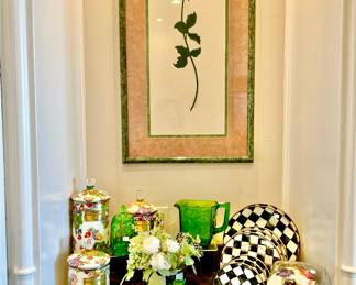 MACKENZIE-CHILDS CANISTERS AND "COURTLY CHECK" PLATES.
