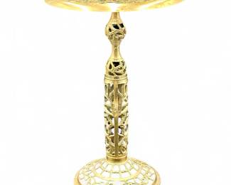 Vintage Brass Pierced Fretwork Pedestal Plant Stand