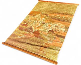 Japanese Woven Textile Wall Hanging Scroll – Rural Landscape