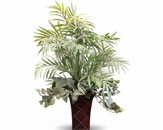 Artificial Palm & Ivy Plant in Decorative Metal Planter