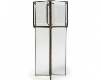 Beveled Leaded Glass Pillar Candle Holder