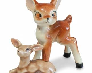 Pair of Vintage 'Bambi Style' Ceramic Deer Figurines