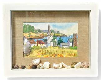 Seaside Village Shadow Box w/ Print & Shells