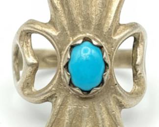 Vintage Navajo Sandcast Turquoise Ring