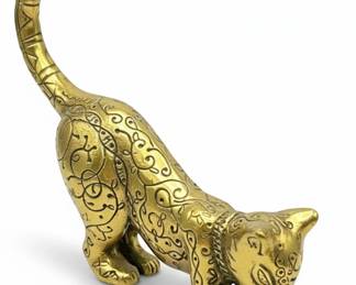 Franklin Mint 1986 Etched Brass 'Asian' Cat Figurine