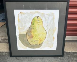 Framed Pear with Writing Print by Barb Culp Sipher