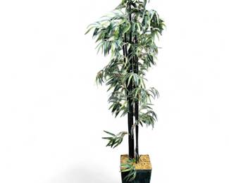 Faux Black Bamboo Tree in Metal Planter