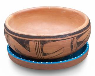 Australian Aboriginal Art Hand-Painted Terracotta Bowl Set
