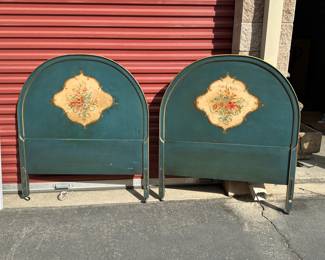 Italian Provincial Style Painted Twin Headboards (Pair)