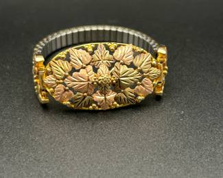 Vintage 10k Black Hills Gold Leaf Motif Bracelet