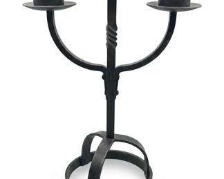 Brutalist Wrought Iron 3-Light Candelabra