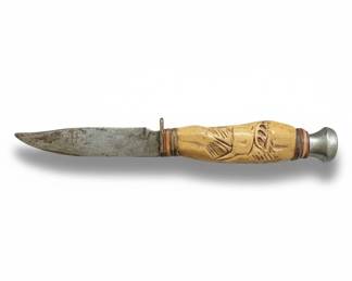 Vintage Carl Everts Solingen Hunting Knife Carved Handle