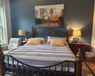 King Bed $300.. Nightstands $100 each Gray Swivel Chair $250