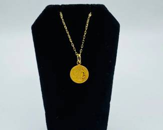 44 14KGoldAlexandertheGreatCoinPendantNecklace244g