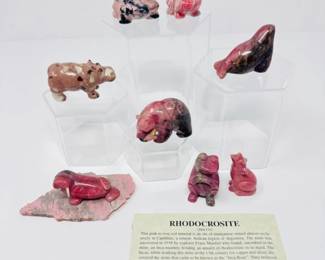 120 8RhodochrositeCarvingsBearWalrusHippoFoxMore