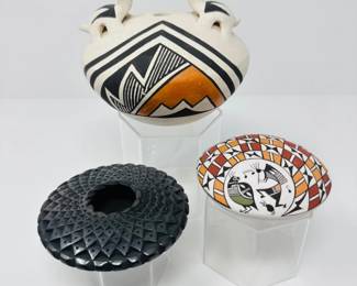 93 SignedNativePotteryTrioQuezadaShutivaLewis3Pc