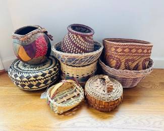 91 Collectionof9HandwovenBasketsTarahumaraMexicanFolk