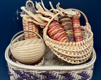 3 HandmadeWovenBasketsLotButtocksBasketTrayWovenCornMore