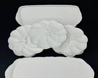 1 ElisabethBohemiaPorcelainPlatters5WhiteLeafDesignPlatesSet