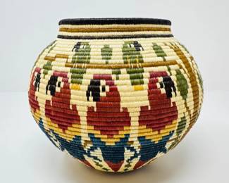 54 WounaanPanamaBasketbyCristinaNegriaParrotPalmMotif