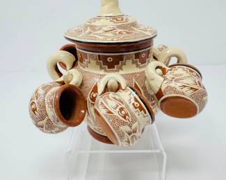 123 MiniMexicanPoncheraw8AttachedMiniatureHandledCups