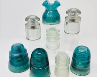 17 AntiqueVintageGlassInsulatorsHemingrayUSAMadeOthers