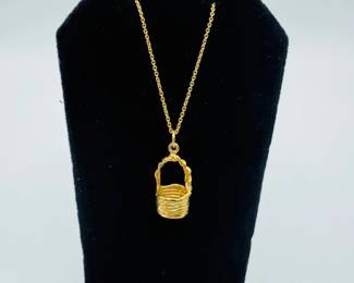 14 14KGoldBasketPendantNecklaceinGoldTurkeyChain403g