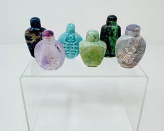 23 CarvedStonePerfumeBottlesJadelikeAmethystTurquoiseMore