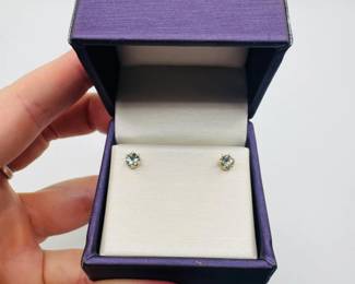 58 14KGoldAquamarineStudEarringsFineBirthstoneJewelry