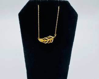 13 14KGoldLeafPendantNecklacewDiamonds185g