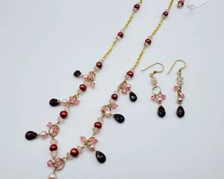 86 GoldToneSterlingNecklaceEarringsGemstonesPearls
