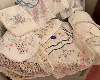 Vintage needle point table runners and napkins
