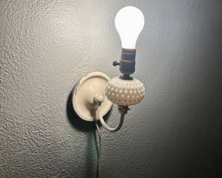 Milk glass hobnail wall sconce
