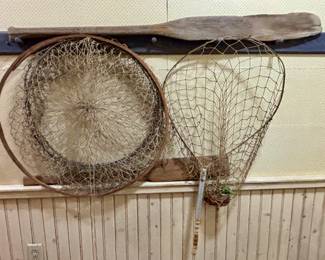 Vintage Fishing Oars & Nets.