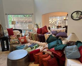 Pottery Barn Ivory Slipcover Sofa & Pillows