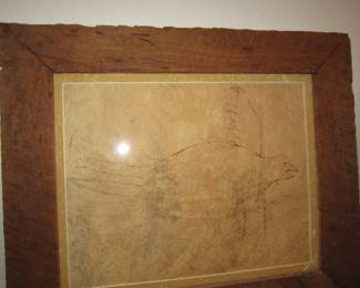 Bark Painting in Mesquite Frame