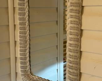 White Wicker Wall Mirror