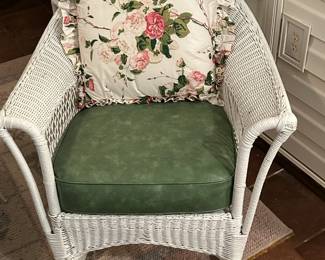 Pair of White Wicker Wide Arm Rocking Chairs